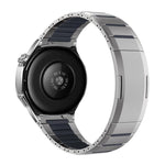 Cinturino per orologio curvo bicolore in acciaio inossidabile con chiusura a sgancio laterale, 22mm