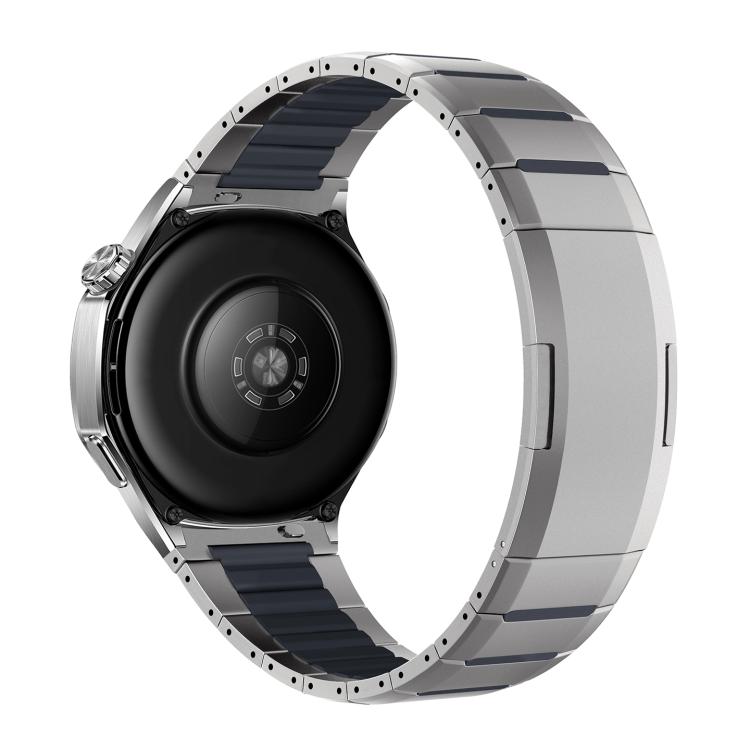 Cinturino per orologio curvo bicolore in acciaio inossidabile con chiusura a sgancio laterale, 22mm