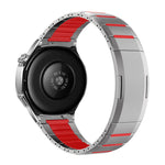 Cinturino per orologio curvo bicolore in acciaio inossidabile con chiusura a sgancio laterale, 22mm