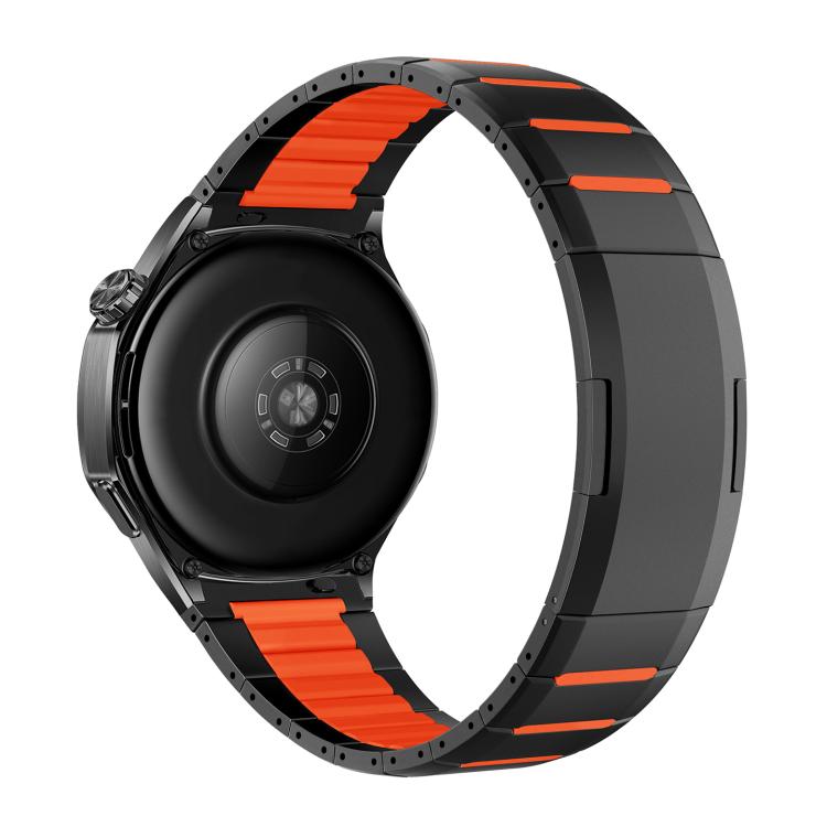 Cinturino per orologio curvo bicolore in acciaio inossidabile con chiusura a sgancio laterale, 22mm