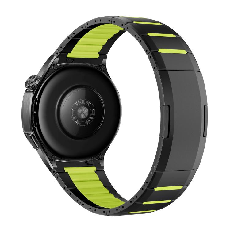 Cinturino per orologio curvo bicolore in acciaio inossidabile con chiusura a sgancio laterale, 22mm