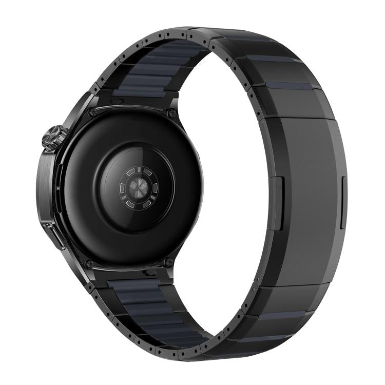 Cinturino per orologio curvo bicolore in acciaio inossidabile con chiusura a sgancio laterale, 22mm
