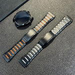 Cinturino per orologio curvo bicolore in acciaio inossidabile con chiusura a sgancio laterale, 22mm