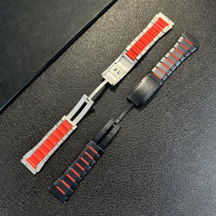 Cinturino per orologio curvo bicolore in acciaio inossidabile con chiusura a sgancio laterale, 22mm