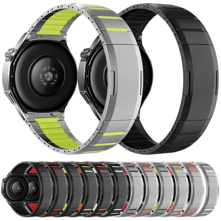 Cinturino per orologio curvo bicolore in acciaio inossidabile con chiusura a sgancio laterale, 22mm