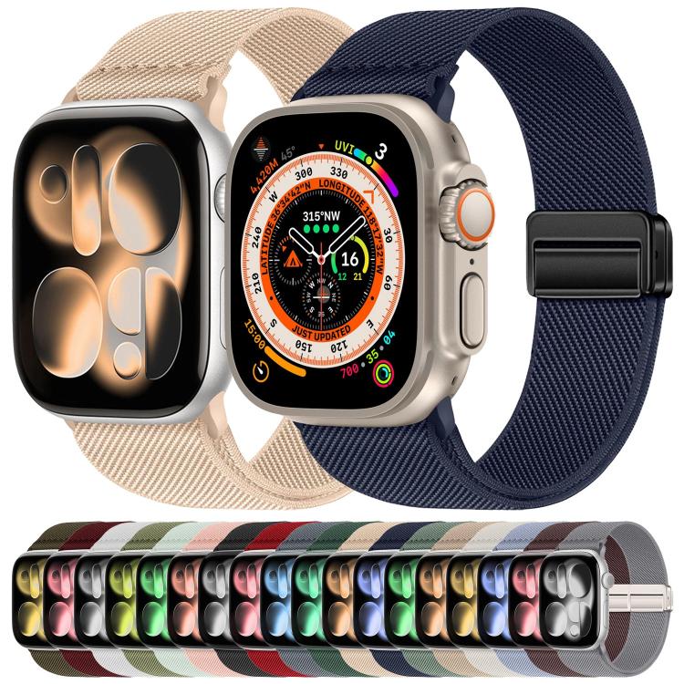 Cinturino elastico in nylon con doppia fibbia magnetica., For Apple Watch 49mm / 46mm / 45mm / 44mm