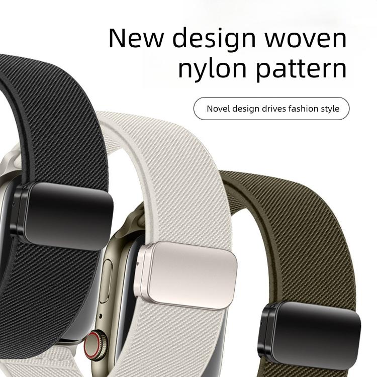 Cinturino elastico in nylon con doppia fibbia magnetica., For Apple Watch 49mm / 46mm / 45mm / 44mm