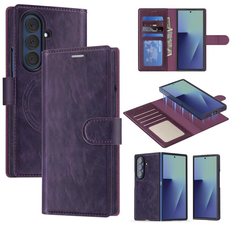 Custodia per telefono Lingdun in ecopelle vegana, pieghevole e magnetica, con chiusura rimovibile., For Samsung Galaxy Z Fold7 5G