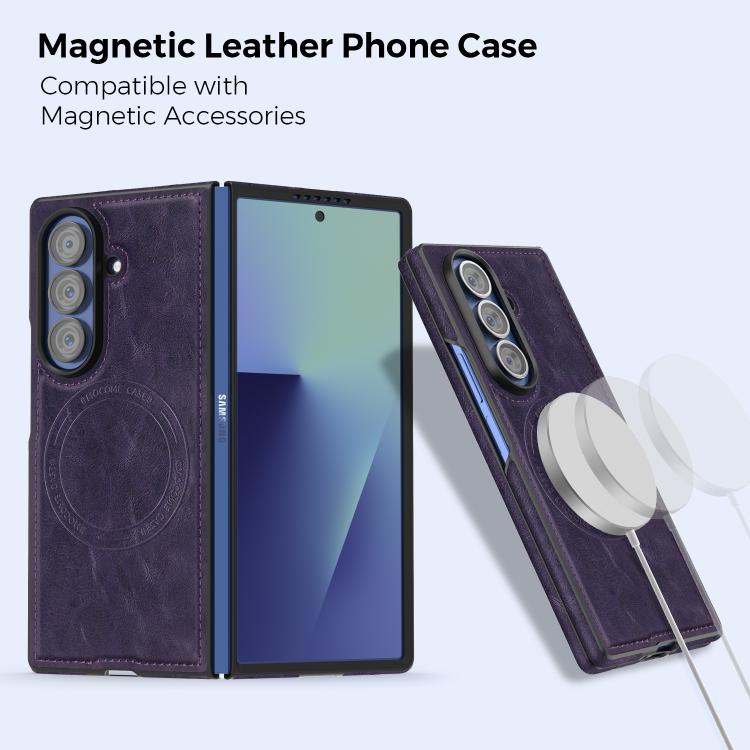 Custodia per telefono Lingdun in ecopelle vegana, pieghevole e magnetica, con chiusura rimovibile., For Samsung Galaxy Z Fold7 5G