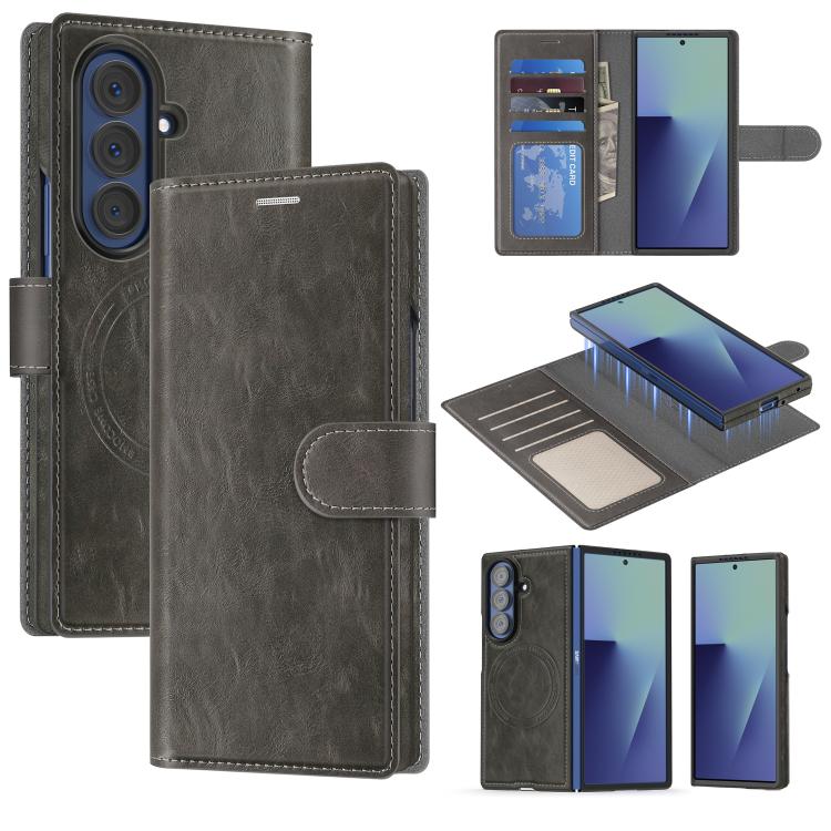 Custodia per telefono Lingdun in ecopelle vegana, pieghevole e magnetica, con chiusura rimovibile., For Samsung Galaxy Z Fold7 5G