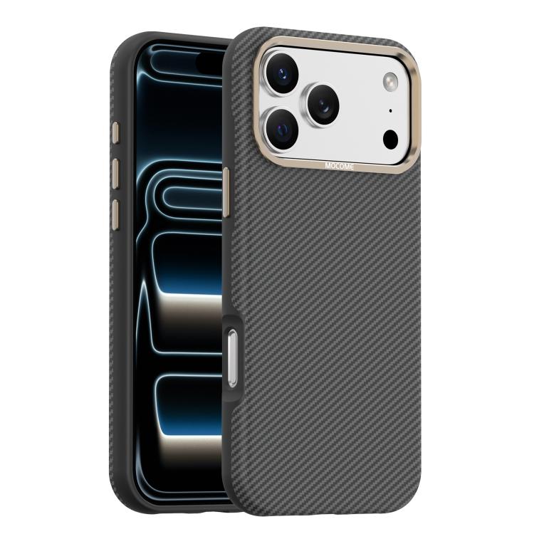 Custodia per telefono Mocome in Kevlar con texture in fibra di carbonio, magnetica e antiurto., For iPhone 17 Pro Max