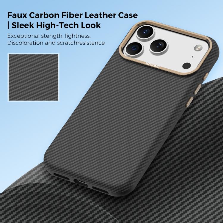 Custodia per telefono Mocome in Kevlar con texture in fibra di carbonio, magnetica e antiurto., For iPhone 17 Pro Max