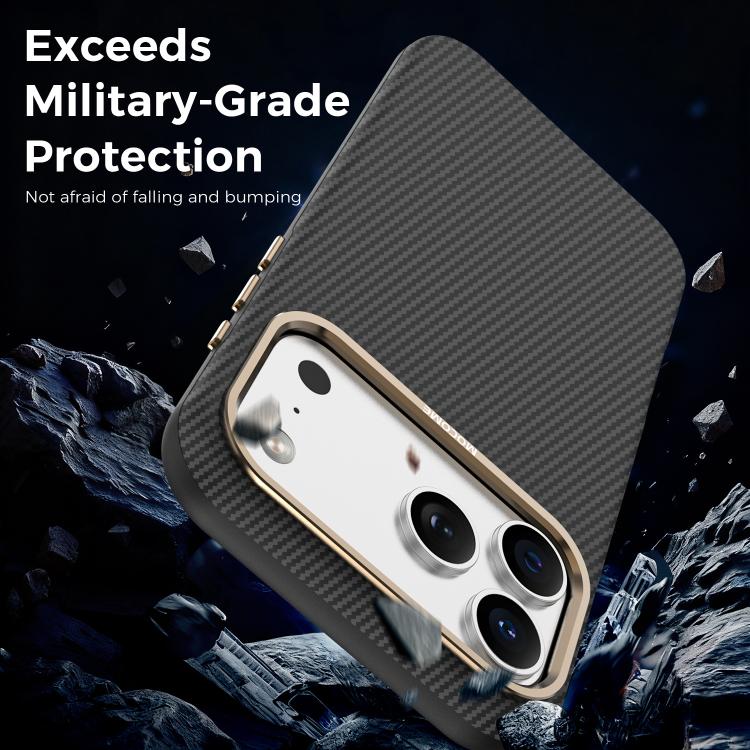 Custodia per telefono Mocome in Kevlar con texture in fibra di carbonio, magnetica e antiurto., For iPhone 17 Pro Max