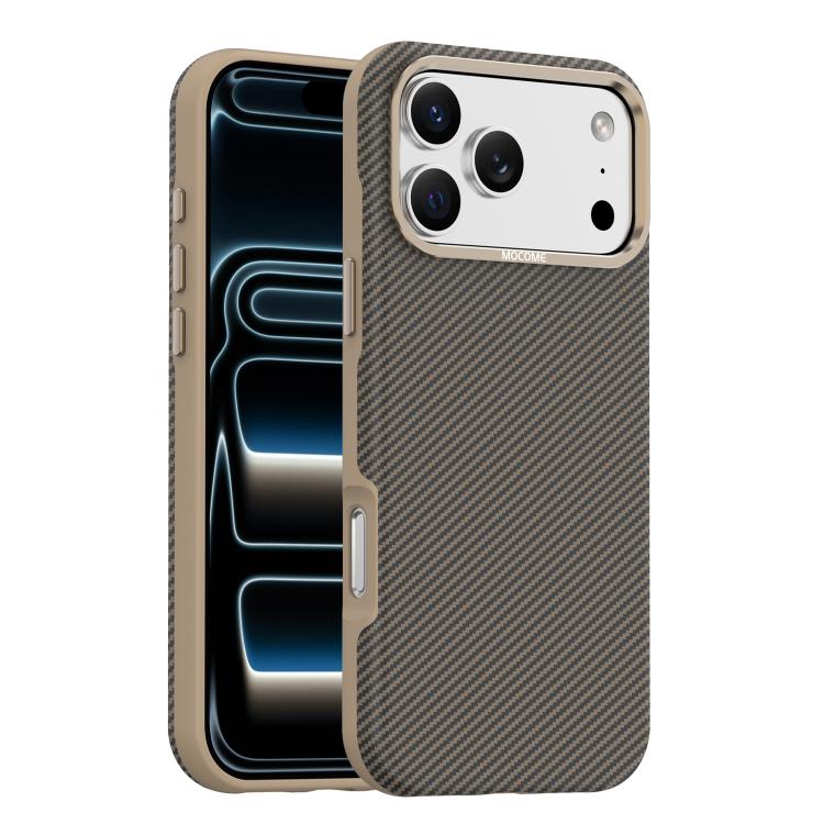Custodia per telefono Mocome in Kevlar con texture in fibra di carbonio, magnetica e antiurto., For iPhone 17 Pro Max