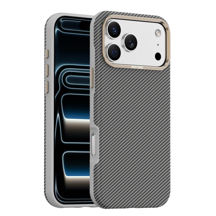 Custodia per telefono Mocome in Kevlar con texture in fibra di carbonio, magnetica e antiurto., For iPhone 17 Pro Max