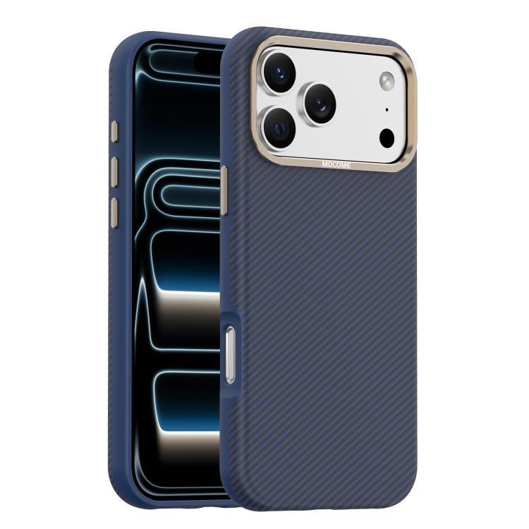Custodia per telefono Mocome in Kevlar con texture in fibra di carbonio, magnetica e antiurto., For iPhone 17 Pro Max