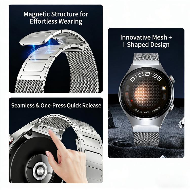 Pulsante di interfaccia senza soluzione di continuità Cinturino magnetico in acciaio inossidabile a forma di I, For Huawei Watch 4 Pro