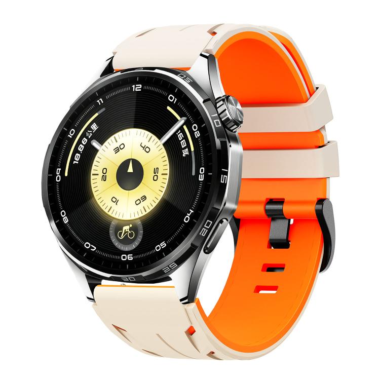 Cinturino per orologio in silicone bicolore con fibbia a spillo a forma di stegosauro., 22mm