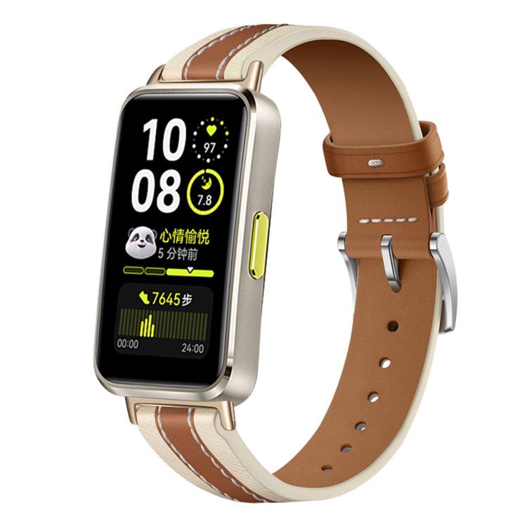 Cinturino per orologio in vera pelle con cuciture composite, For Huawei Band 10 / 9 / 8