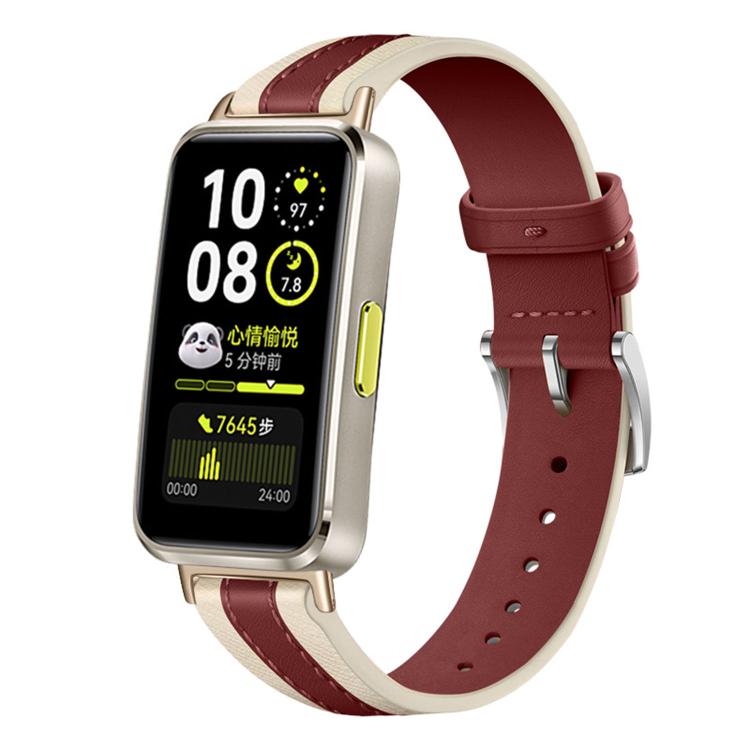 Cinturino per orologio in vera pelle con cuciture composite, For Huawei Band 10 / 9 / 8
