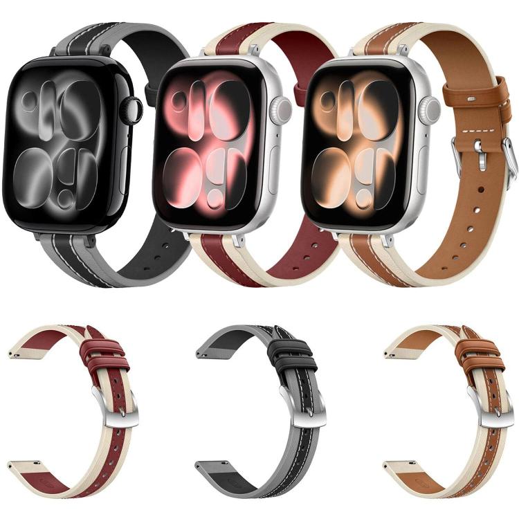 Cinturino per orologio in vera pelle con cuciture composite, For Apple Watch 46mm / 49mm / 45mm / 44mm, For Apple Watch 42mm / 41mm / 40mm / 38mm