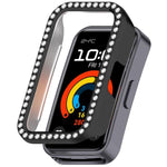 Custodia protettiva per orologio in policarbonato cavo con mezza copertura e fila singola di diamanti., For Huawei Band 11