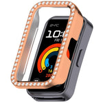 Custodia protettiva per orologio in policarbonato cavo con mezza copertura e fila singola di diamanti., For Huawei Band 11