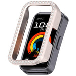 Custodia protettiva per orologio in policarbonato cavo con mezza copertura e fila singola di diamanti., For Huawei Band 11