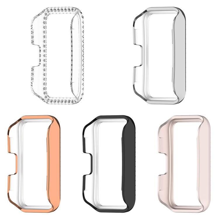Custodia protettiva per orologio in policarbonato cavo con mezza copertura e fila singola di diamanti., For Huawei Band 11