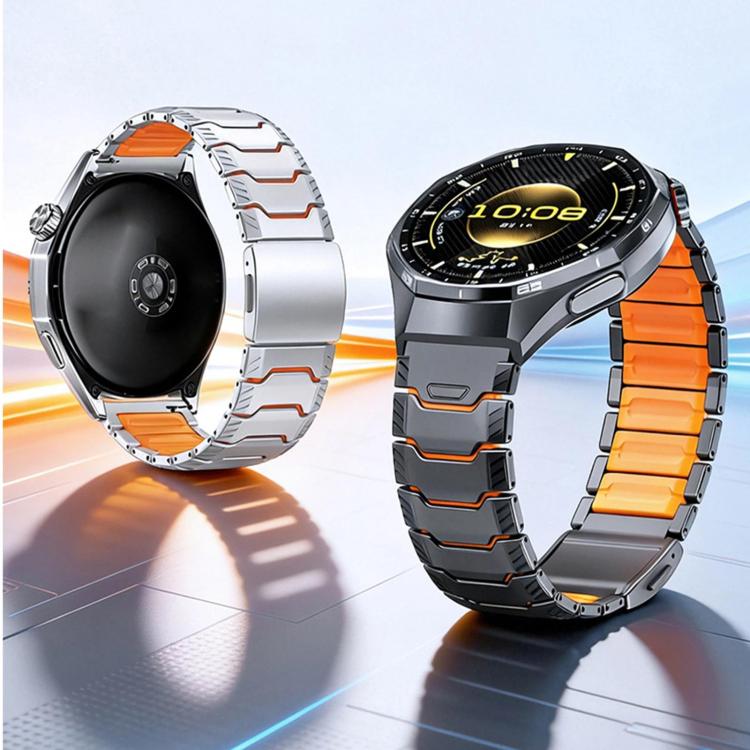 Cinturino per orologio Mecha Knight con chiusura magnetica e inserti in silicone in lega di titanio, 22mm