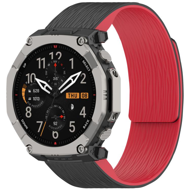 Cinturino per orologio magnetico in silicone con texture plissettata., For Amazfit T-Rex Ultra 2