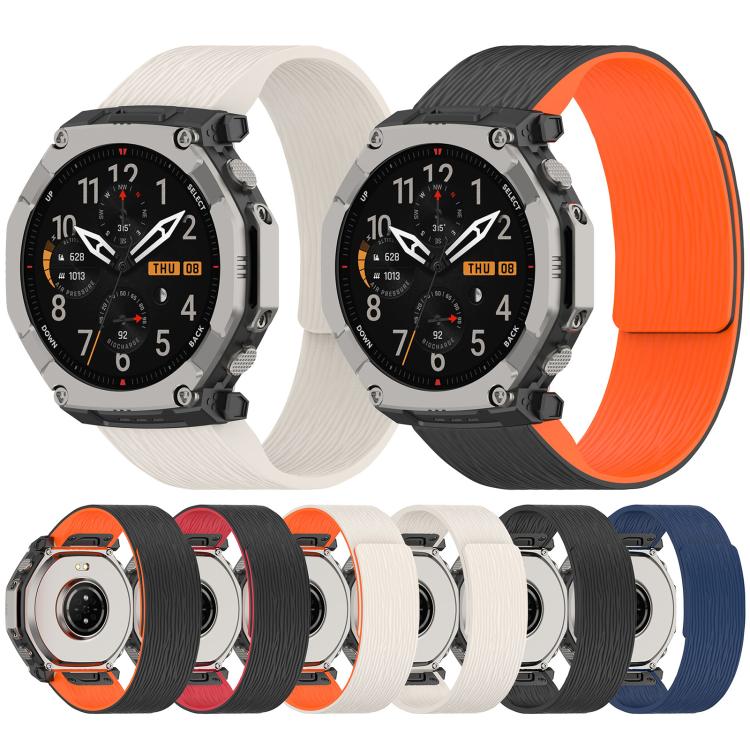 Cinturino per orologio magnetico in silicone con texture plissettata., For Amazfit T-Rex Ultra 2