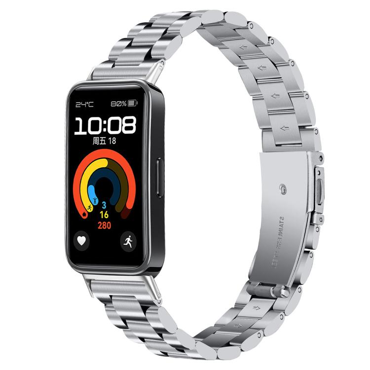 Cinturino sottile in acciaio inossidabile con tre perline per orologio., For Huawei Band 11 / Band 11 Pro