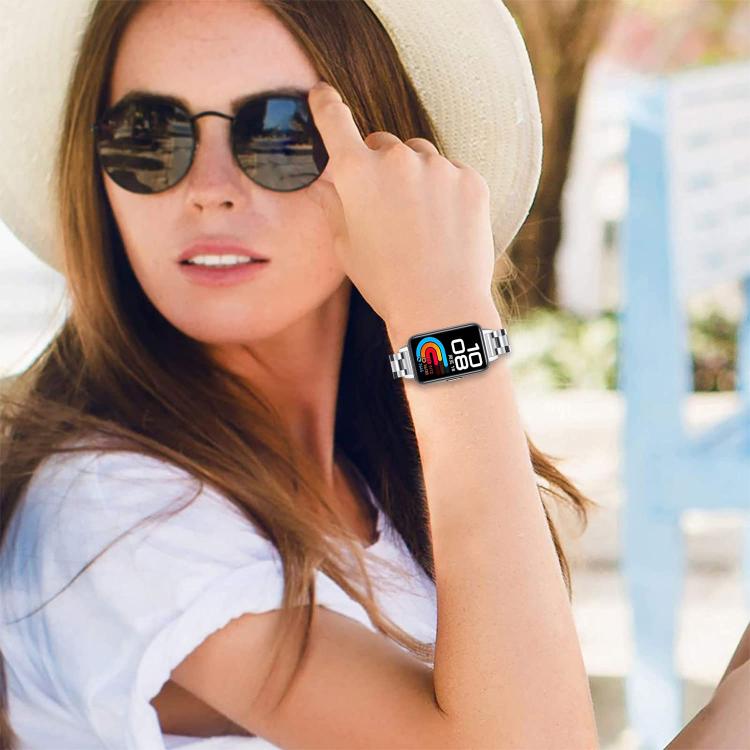 Cinturino sottile in acciaio inossidabile con tre perline per orologio., For Huawei Band 11 / Band 11 Pro