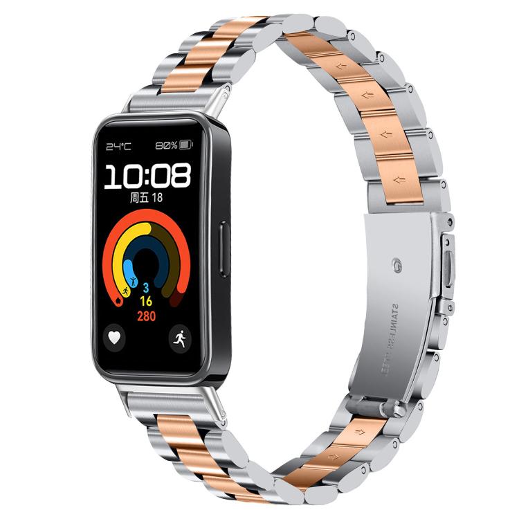 Cinturino sottile in acciaio inossidabile con tre perline per orologio., For Huawei Band 11 / Band 11 Pro
