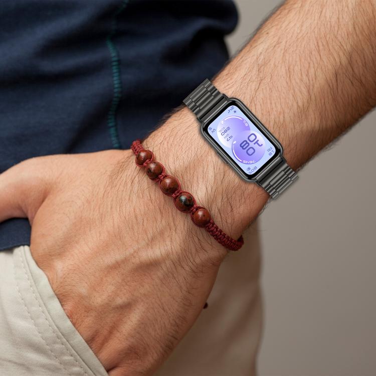 Cinturino per orologio in metallo di acciaio inossidabile con tre perline, For Huawei Band 11 / Band 11 Pro