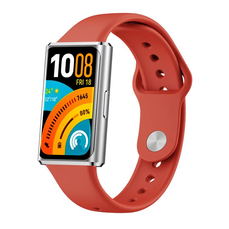Cinturino per orologio in silicone tinta unita con fibbia inversa lucida, For Huawei Band 11 / Band 11 Pro