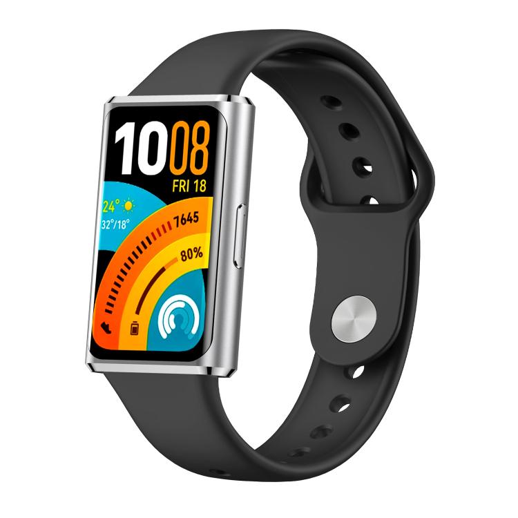 Cinturino per orologio in silicone tinta unita con fibbia inversa lucida, For Huawei Band 11 / Band 11 Pro