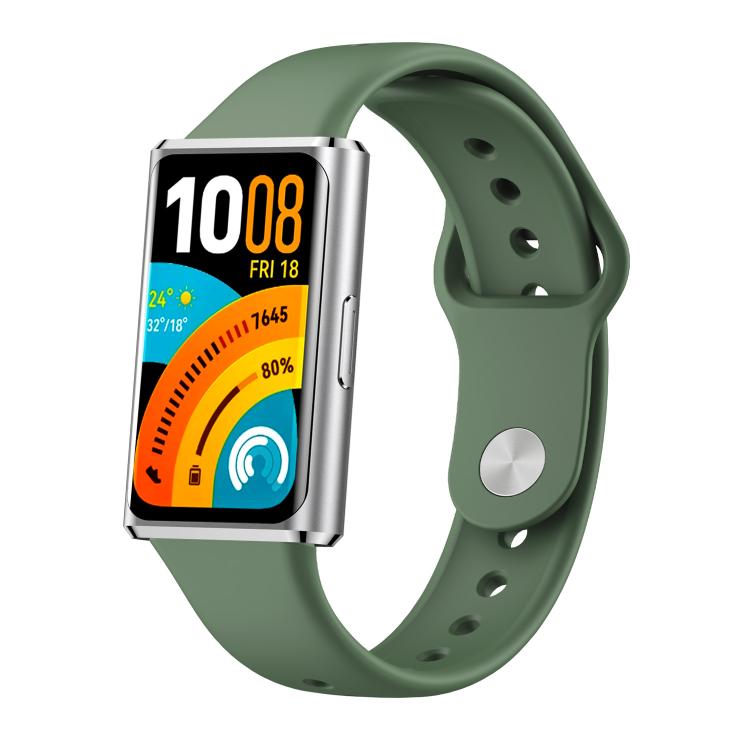 Cinturino per orologio in silicone tinta unita con fibbia inversa lucida, For Huawei Band 11 / Band 11 Pro