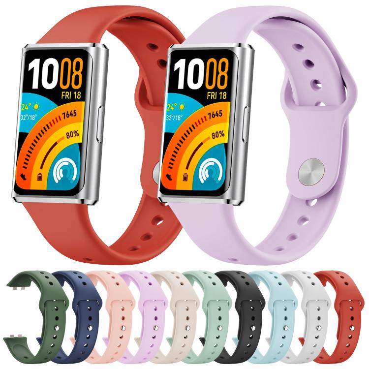 Cinturino per orologio in silicone tinta unita con fibbia inversa lucida, For Huawei Band 11 / Band 11 Pro