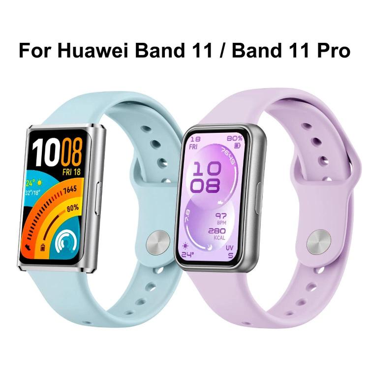 Cinturino per orologio in silicone tinta unita con fibbia inversa lucida, For Huawei Band 11 / Band 11 Pro