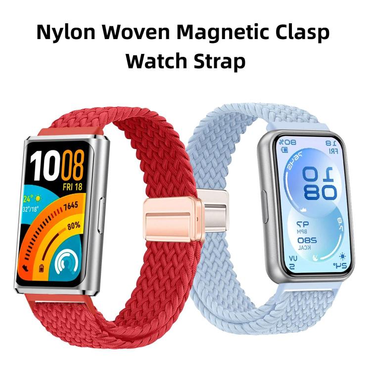 Cinturino per orologio in nylon intrecciato elastico con fibbia magnetica., For Huawei Band 11 / Band 11 Pro