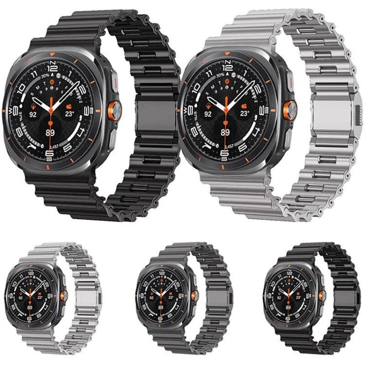 Cinturino per orologio in acciaio inossidabile con chiusura magnetica e motivo a onde oceaniche., For Samsung Galaxy Watch Ultra 2025 / Ultra 47mm