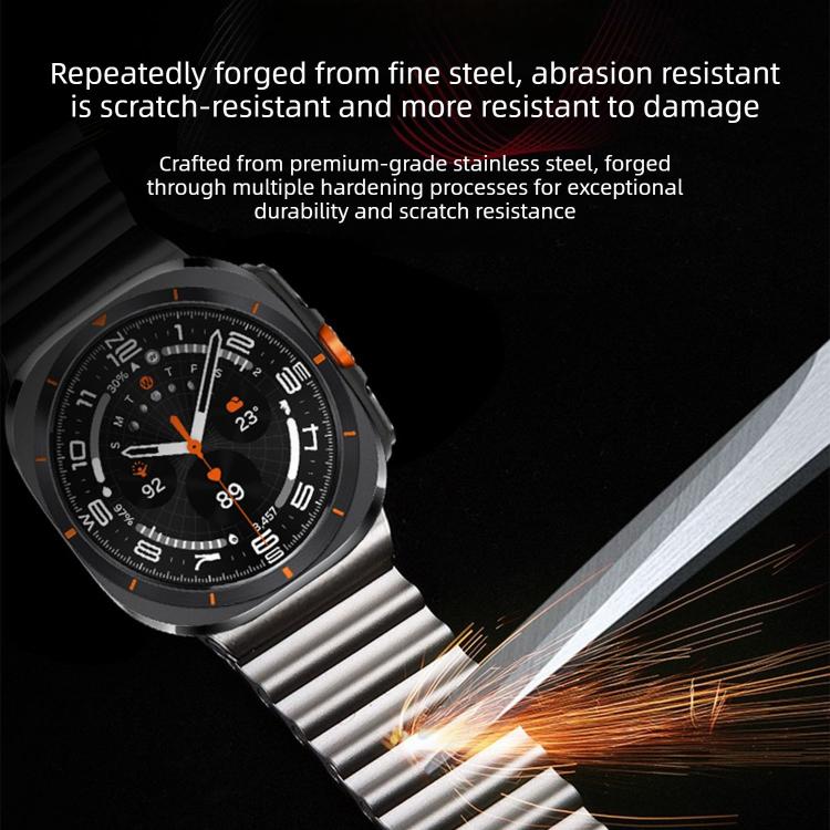 Cinturino per orologio in acciaio inossidabile con chiusura magnetica e motivo a onde oceaniche., For Samsung Galaxy Watch Ultra 2025 / Ultra 47mm