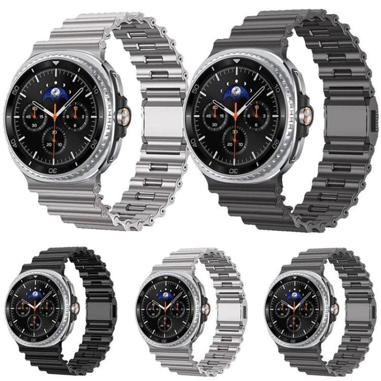 Cinturino per orologio in acciaio inossidabile con chiusura magnetica e motivo a onde oceaniche., For Samsung Galaxy Watch8 / Watch8 Classic