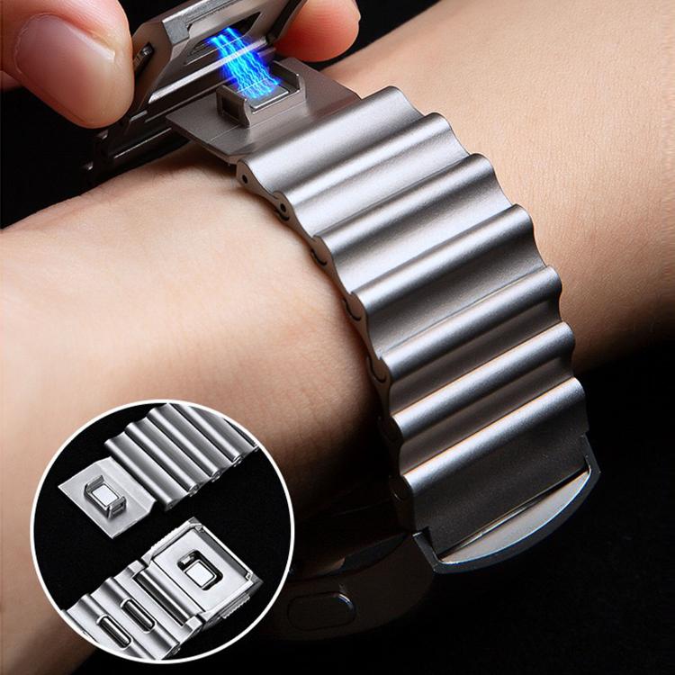 Cinturino per orologio in acciaio inossidabile con chiusura magnetica e motivo a onde oceaniche., For Samsung Galaxy Watch8 / Watch8 Classic