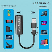 Cavo adattatore per streaming live HU-02A da HDMI a USB / Type-C, scheda di acquisizione video 2 in 1, HU-02A