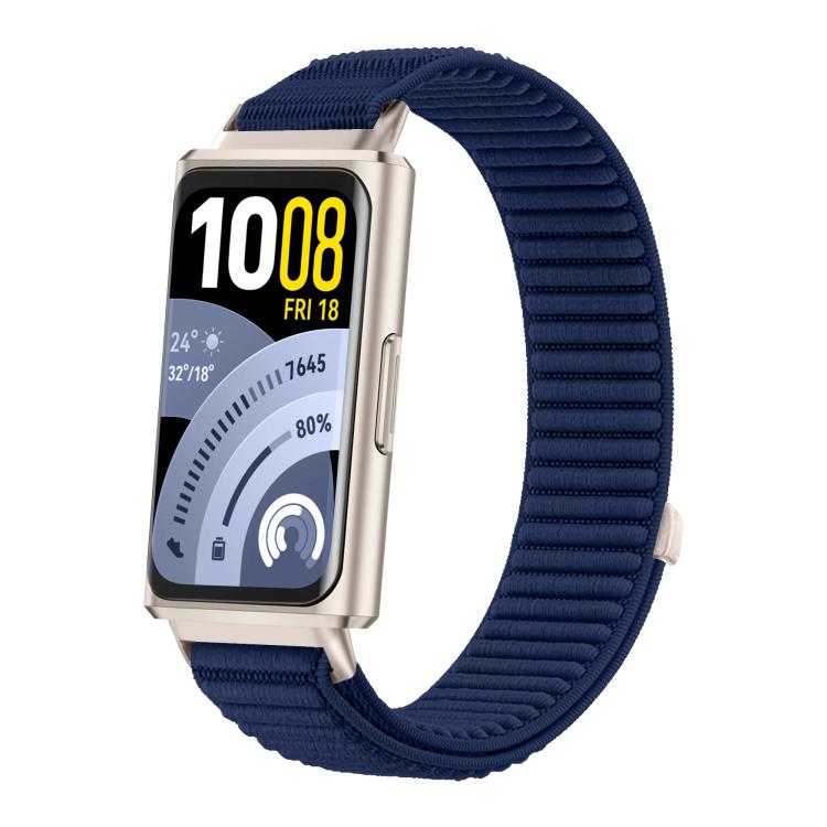 Cinturino per orologio in nylon intrecciato con chiusura a strappo e interfaccia metallica., For Huawei Band 11 / Band 11 Pro