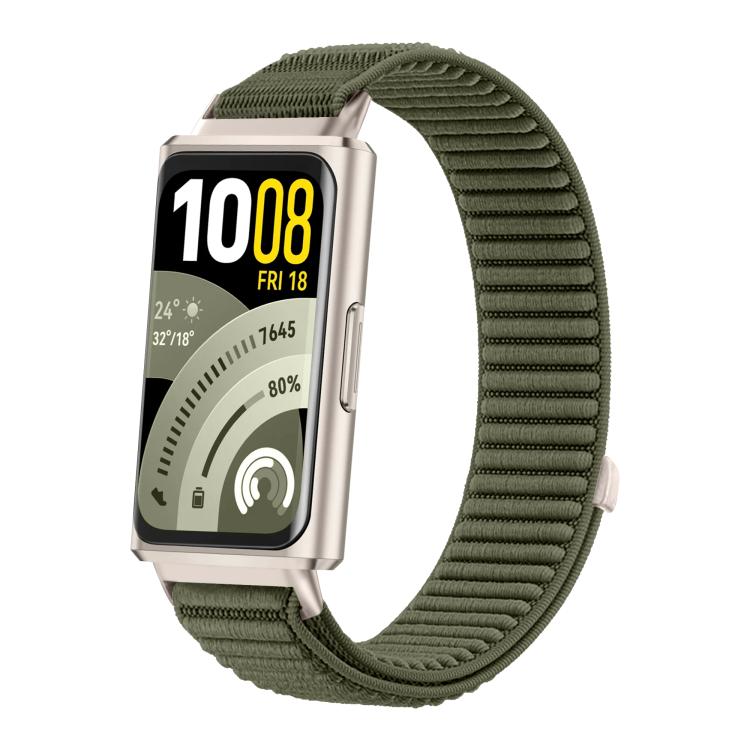 Cinturino per orologio in nylon intrecciato con chiusura a strappo e interfaccia metallica., For Huawei Band 11 / Band 11 Pro
