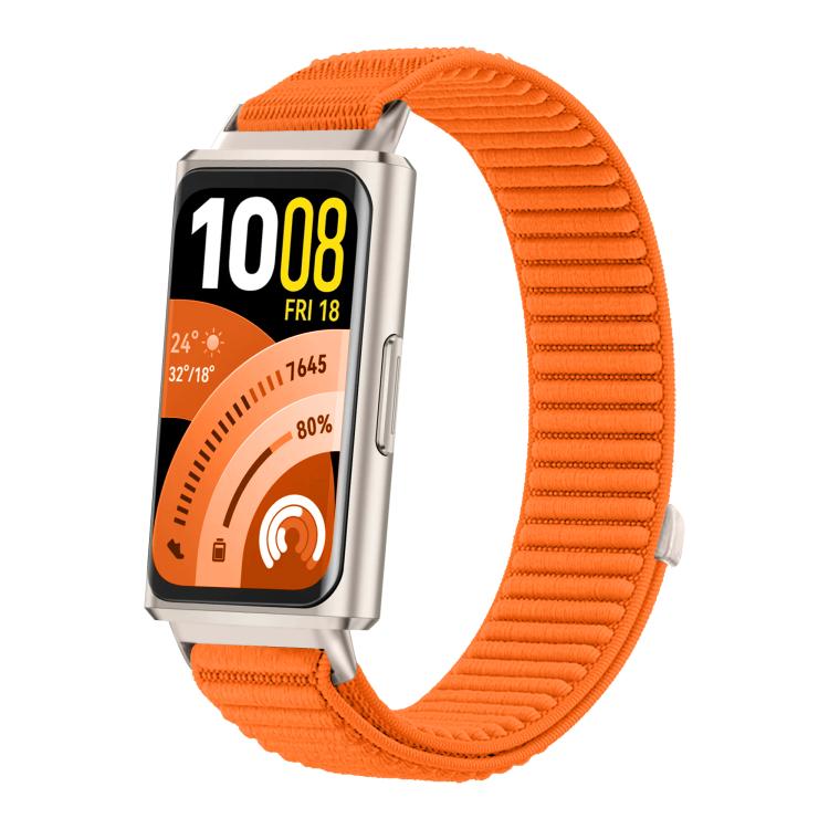 Cinturino per orologio in nylon intrecciato con chiusura a strappo e interfaccia metallica., For Huawei Band 11 / Band 11 Pro